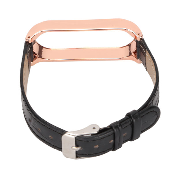 Hurtigudløselig læderurrem Bambusmønster urrem håndled Smartwatch rem udskiftning til Xiaomi Mi Band 6 5 NFC