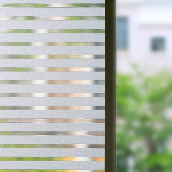 Dekorativ statisk häftande glasfilm, värmekontrollerande insynsskydd för hem, kontor och mötesrum, återanvändbar, frostad randdesign
