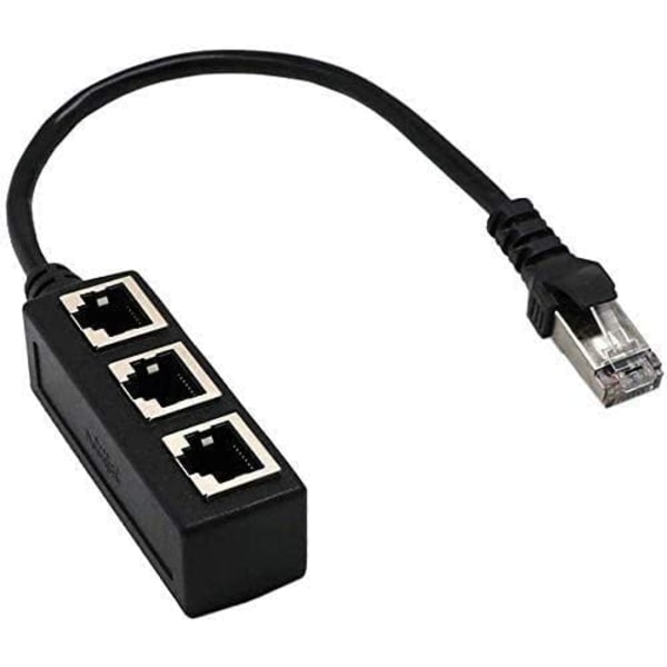 Ethernet Splitter, 8P8C Standard för elektromagnetisk signalinterferensskydd, Stöder 1 till 3 portars Ethernet-switch för Cat 5-7, Guldpläterad