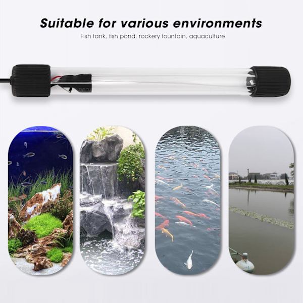 Fisketanklampe UV Ultraviolet Sterilisering Alger Fjernelse Dykning Fisk Dam Aquarium LampeEU Stik 220V