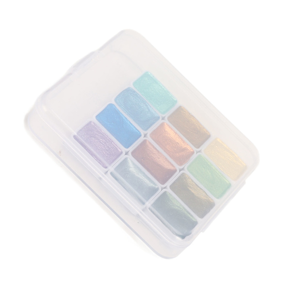 Vattenfärg Set Bärbar Ekologisk Glitter Metallic Solid Vattenfärg Set för Konstnärlig Kalligrafi Målning