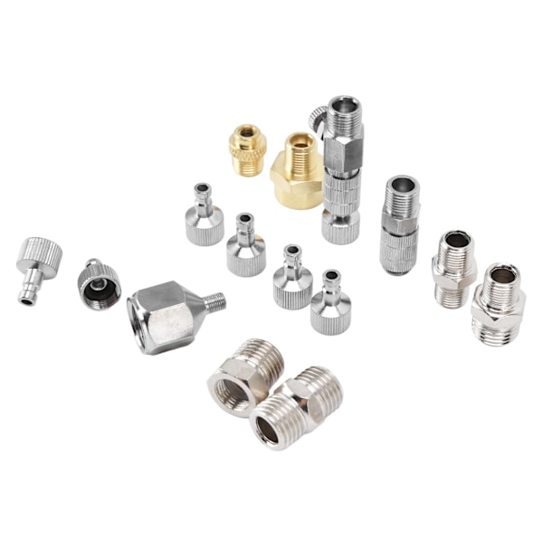 15PCS Airbrush Adapter Set Rustfritt Stål Airbrush Hurtigutløsing Koblingsbeslag Kontaktsett