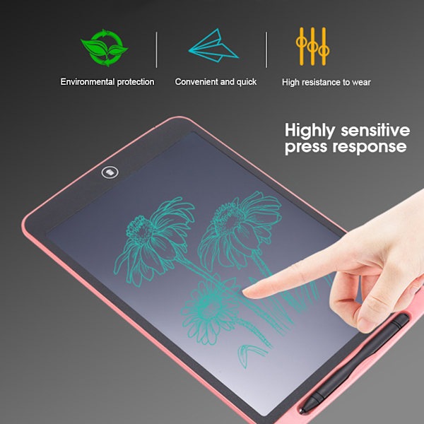 12 Tommer LCD Skrivetavle Lys Energi Elektronisk Tavle Håndskrift Tegnebræt Pink