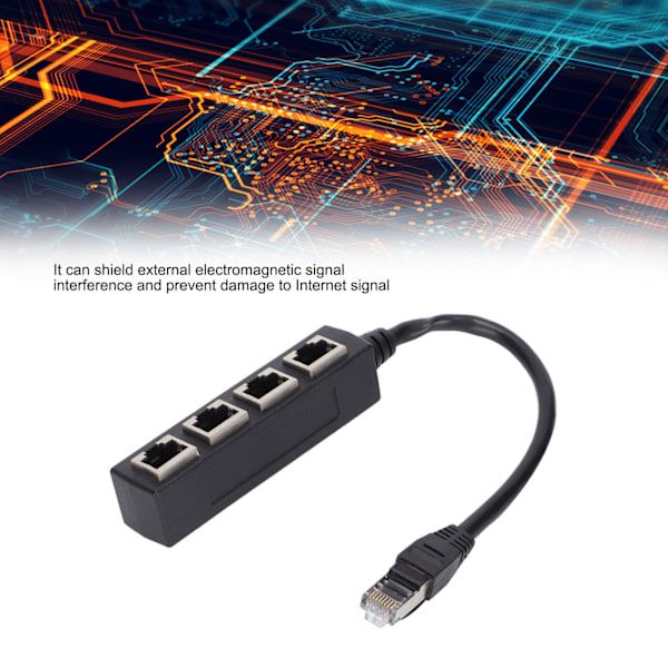 RJ45 Splitter Adapter 1 til 4 Port Jevn Overføring Utmerket Tilkobling Nettverkskabel Adapter
