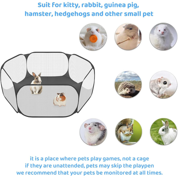 Pet Oasis, Transparent Andningsbar Lättviktig Portabel för Marsvin Lekhage Automatisk Öppning Inomhus Utomhus Gård Träningsbur