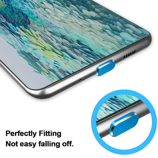 2-pack Typ-C Dammskyddsplugg, USB C Port Dammskydd, Anti-Dammplugg för Typ C Enheter Som Samsung/MacBook/VivoX5Pro/iPhone/ Micro USB /Android Blue