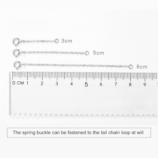 3 Stycken Halsband Förlängningskedjor, 925 Sterling Silver Halsband Förlängningsarmband, 3 Storlekar Dam Choker för DIY Smyckestillverkning