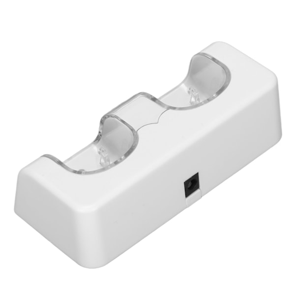 Fjernkontrollbatterilader med strømledning Stabil bærbar dobbel ladestasjon Dokkingstasjon for Wii-spillfjernkontrollbatteri Hvit