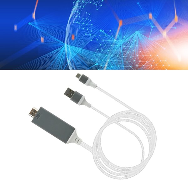 Adapterkabel Type C til High Definition Multimedia Interface-kabeladapter PVC-kobber til telefon, bærbar computer, hvid