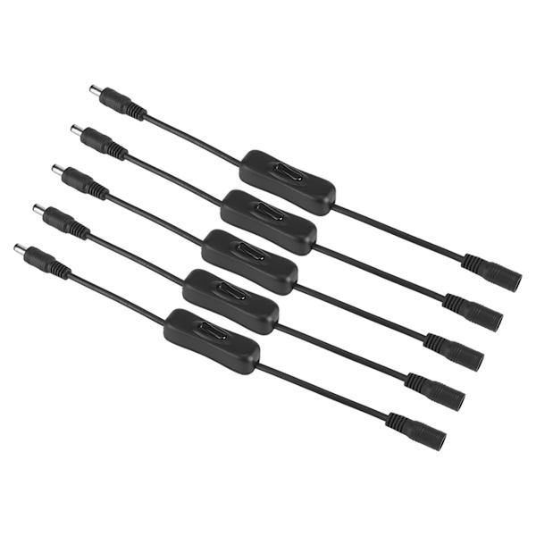 5 stk. LED-strip lyskontakt med hun- og han-DC 12V strømstik, sort