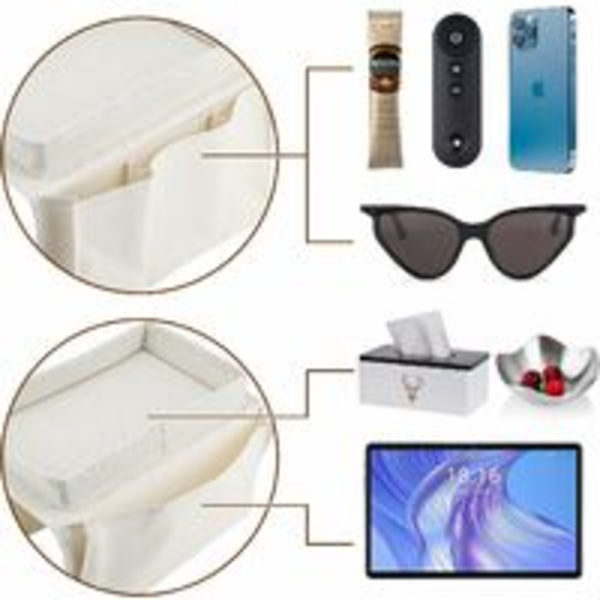 Sofa Armrest Hængende TV Fjernbetjening Organizer Sofa Opbevaringspose med Kopholder Bakke Sofa Opbevaringsbakke (Hvid)