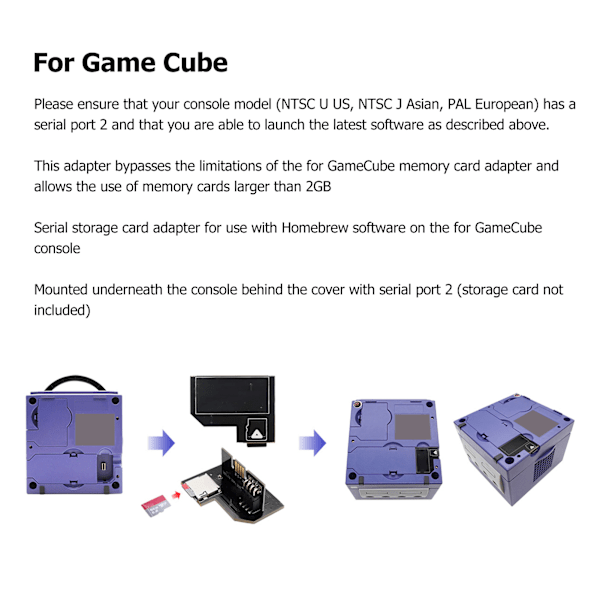 For NGC SD2SP2 PRO Adapter Lagringskortleser for Swiss Boot Disc Mini DVD XENO GC Chip Kompatibel for Gamecube PAL EU Versjon