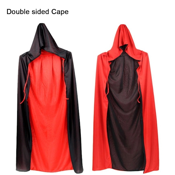 Svart rød reversibel kjole Goth Devil Pirate Vampire Demon