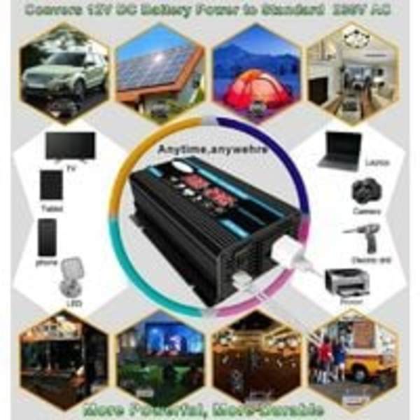 12V 220V Power Inverter, 4000W Ren Sinusvåg Power Inverter 12V 220V/110V AC Bil Power Inverter Laddare Konverter Dubbel USB Power Inverter Adapter