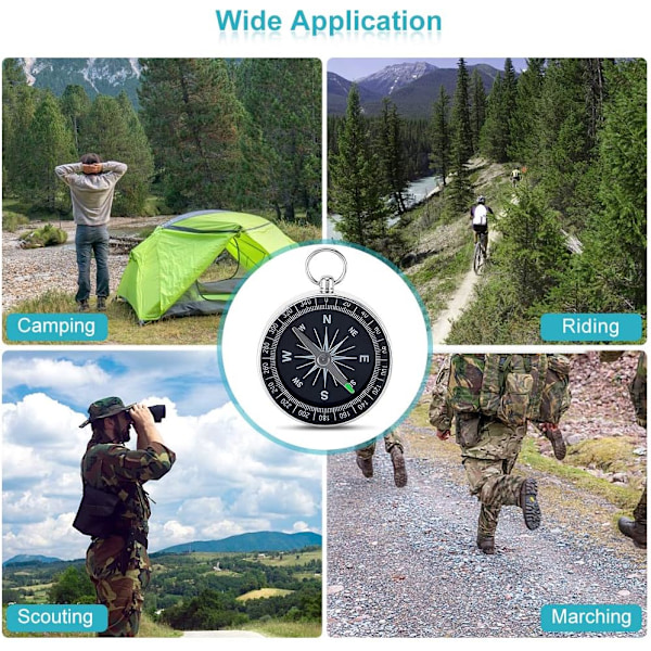 Högprecisionsriktningsfinnare, bärbar fickkompass med nyckelringsfäste, din viktiga guide för utomhusöverlevnadsnavigering (1 st)