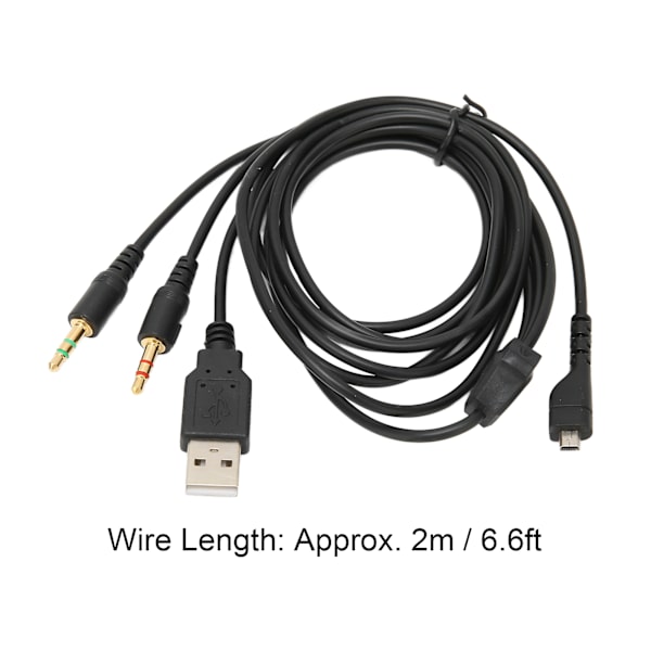 Hodetelefon lydkabel USB og 3,5 mm lydkontakt lydkabel med belysning for SteelSeries Arctis
