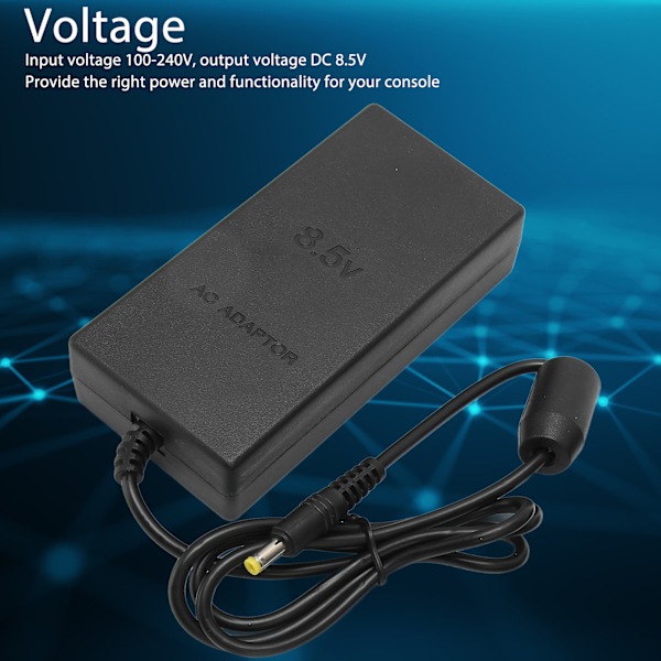 Strømadapter for PS2, erstatningsplugg og spill AC-adapterladerkabel for PS2 Slim 70000 9000-konsoll 100‑240V EU-plugg