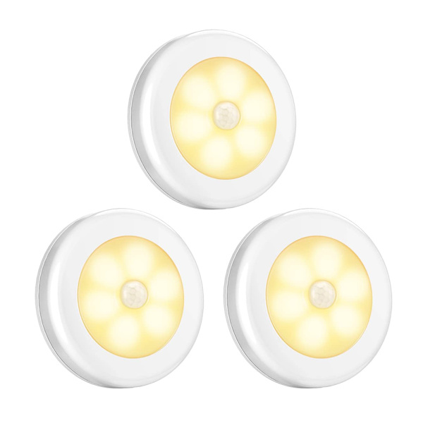 3 st av en set rörelsesensorlampor, batteridrivna LED-nattlampor, Stick-Anywhere Closet Lights Trappljus, Vägglampor för hall,