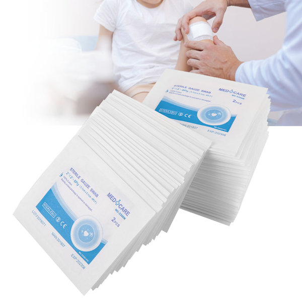 Tracheostomi Vårdkompresser, Sterilt 100% Bomull Non-Woven Material, Vattentätt Och Non-Stick För Enkel Hantering, Latexfritt, Medicinsk Tejp Ingår