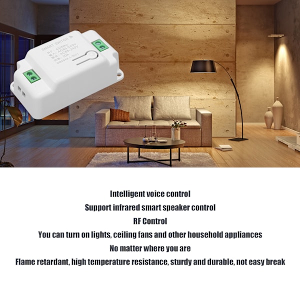 Smart dimmerbrytare modul RF-styrning 10A AC85‑240V ljusautomationsmodul för hushållsapparater