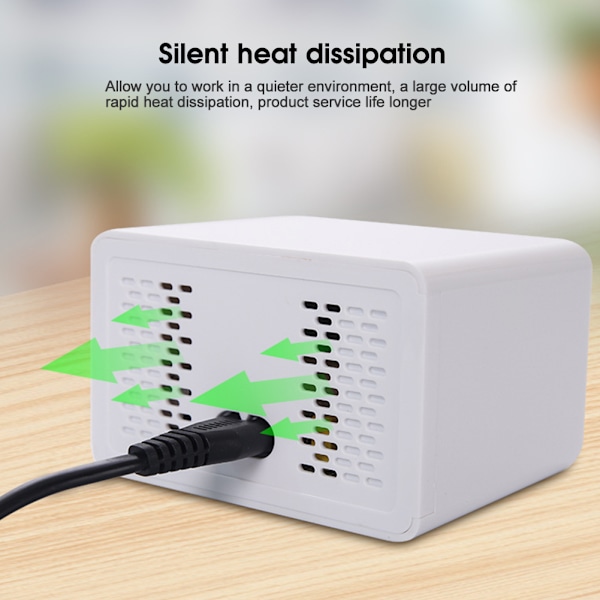 8-porters skrivebordsvegglader smart hurtigladestasjon 3.0 USB C med LCD-skjerm 100‑240VEU-plugg