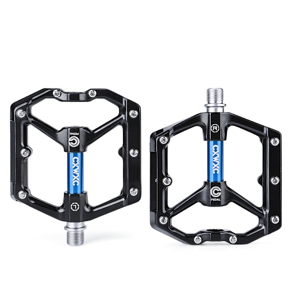 Halkfria pedaler i aluminiumlegering, bred plattform för optimalt stöd, lättviktsdesign för alla cyklar inklusive MTB och landsvägscykel, förseglat lager