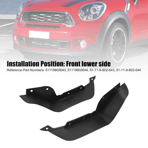 Par Frontstøtfanger Sprutbeskyttelse Nedre Trykkleppe 51119802643 Erstatning for John Cooper Works Paceman/Countryman Base