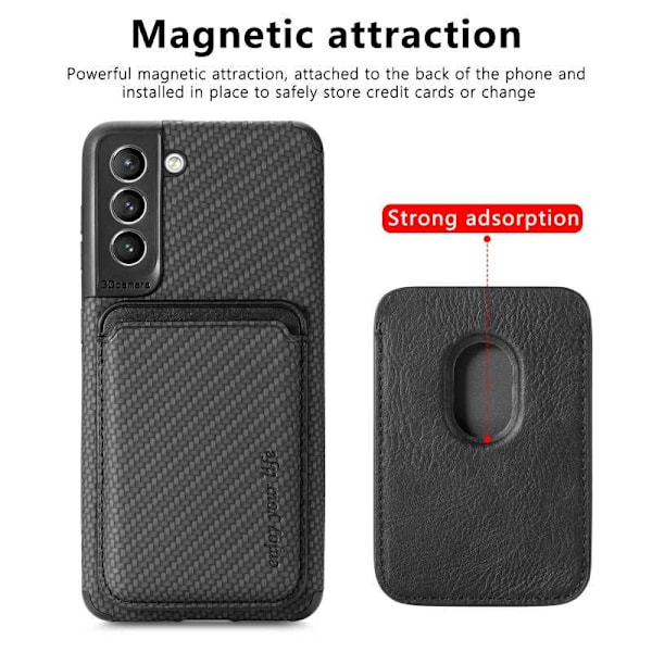 Samsung S21 FE Skal Med Magnetisk Korthållare Svart - Modulär Design Med Långlivskraftig Skydd