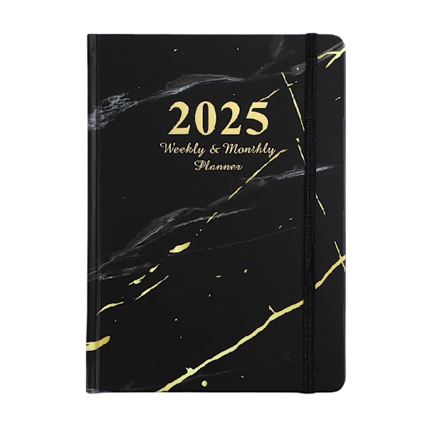 2025 Årsplanerare - Planerare/Kalender 2025, 2025 Vecko- & Månadsplanerare, Kalenderplanerare med Flikar, Robust Omslag, Papper, Bakficka black
