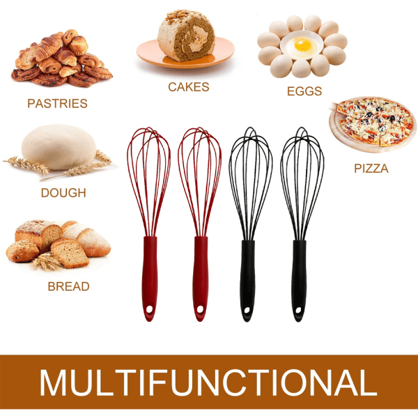 Silikonivatkainsetti, naarmuuntumattomat pinnoitetut vatkimet ruoanlaittoon ja leivontaan