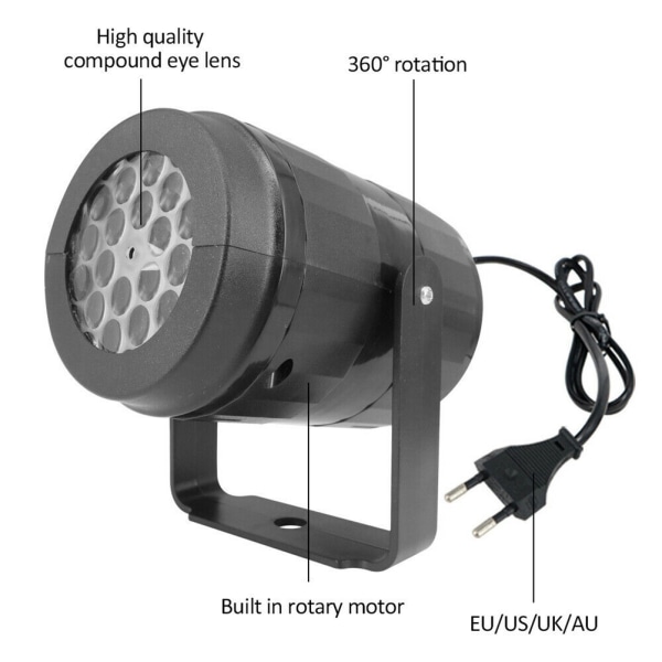 Vit Blizzard Projektor Automatisk Rotation Snöflinga Projektion