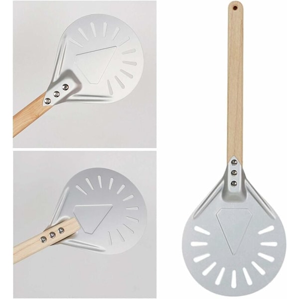 Enkel Pizzavändning, Non-Stick Pizzaspade med Perforerad Design, Portabel Storlek Idealisk för Utomhusäventyr