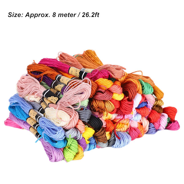100 stk. broderigarn krydsstingstråd flerfarvet polyester bomuldsspoler 8 meter