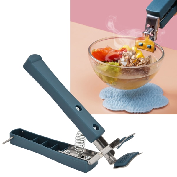 Mikrovågssäkra Plattklämmor, Halkfria Varma Skålhållare, Skålklämmor i Rostfritt Stål för Säker Hantering av Varma Rätter, Skålar och Tallrikar (2-pack)