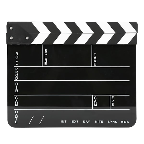 30x25CM Akryl Klaffbrett Profesjonell Film Film Action Clap Regissør Fotografering VerktøyHvit Stripe Svart Tavle