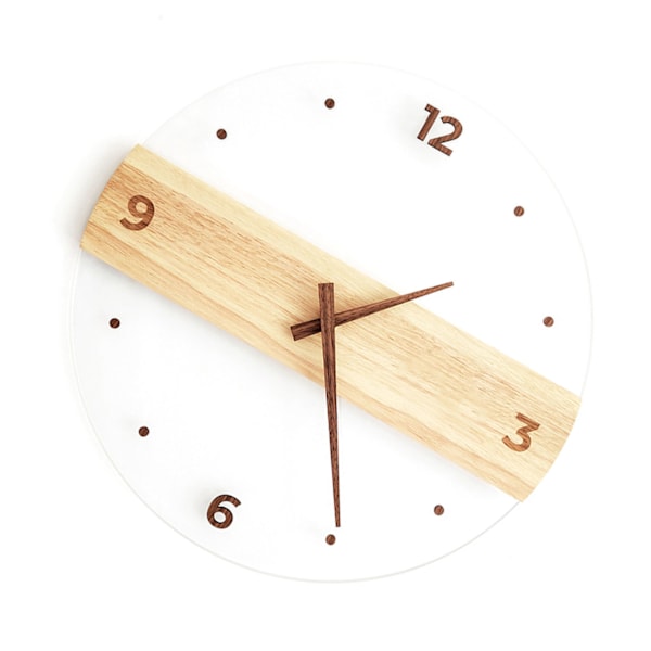 Minimalistisk Design Väggklocka, Stilfull Heminredning Med Synligt Trä Och Tyst Icke-Tickande Mekanism