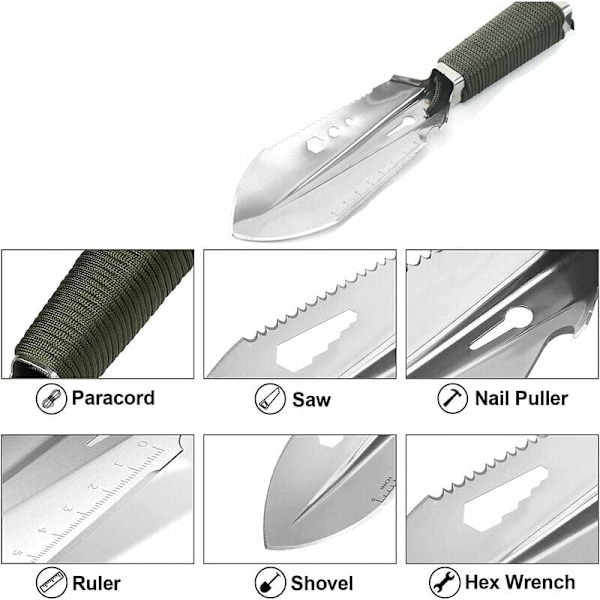 Ryggsäcksspade, Överlevnads Multiverktyg med Bärväska, Ergonomisk Design Rostfritt Stål Ultralätt Verktyg, Höghållfast Bekvämt Grepp för