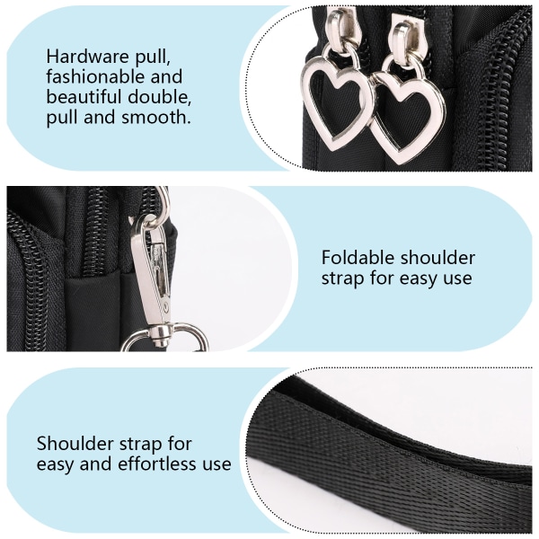 Liten crossbody-plånbokstelefonväska för kvinnor, minicrossbodyväska, mobiltelefonväska, miniplånbok, axelrem