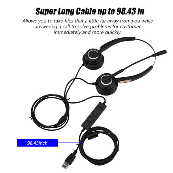 Lettvekts USB-headset for kundesenter med støydemping og mikrofon