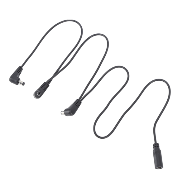 Vinkelkontakter för snygg anslutning, Multi-kontakt strömkabel säkerställer strömkälla fördelning för gitarrpedaler, Daisy Chain-kabel erbjuder överlägsen