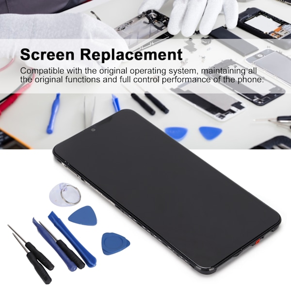 Skärmersättning LCD-skärm Touch Digitizer Assembly för Samsung Galaxy A10S med ram