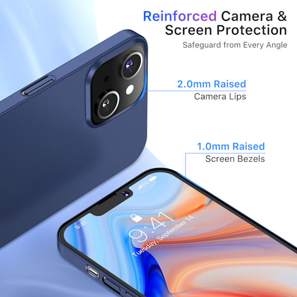 6,1in Mobiltelefon Skal Ultra Tynd Faldmodstand Mat Telefon Beskyttende Etui til IPhone 13