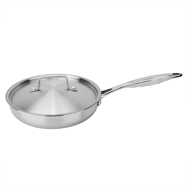 304/403 Rustfrit Trelags flad stegepande med låg, 24 cm