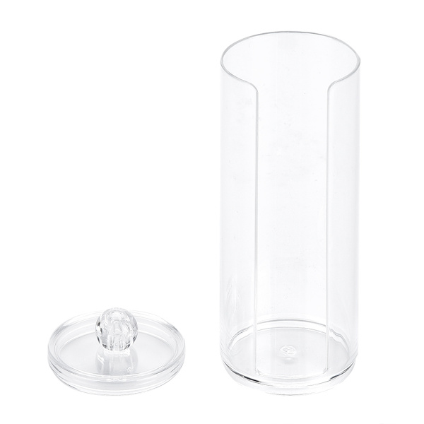 Transparent Rund Akryl Bomuldspude Opbevaringsboks Organizer Puff Holder Beholder