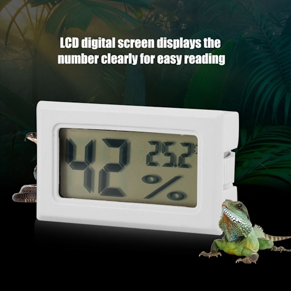 LCD Digitalt Temperatur- og Fuktighetsdisplay Termometer Hygrometer med Ekstern Sonde for Reptiler