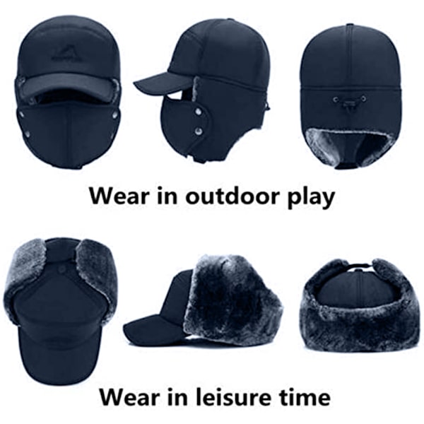 Hat Varm Vinterhatte med Maske Øreklapper, Hat Vinter varm og