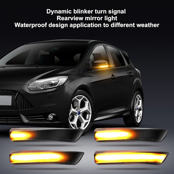Par Blinkers för backspegel Dynamisk LED Flytande Ljus Blinkers Passar för Ford Focus MK 2 3