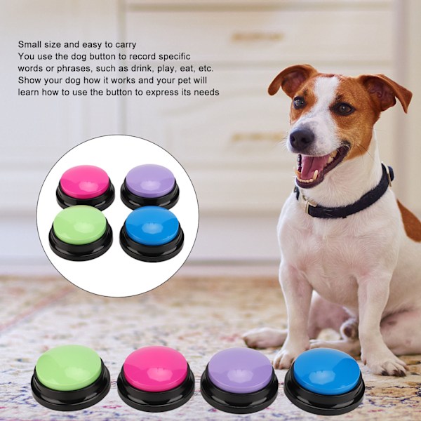 4 stk. Record Talking Button Multifunktionel 30S Hundekommunikationsknapper til hunde katte kæledyr