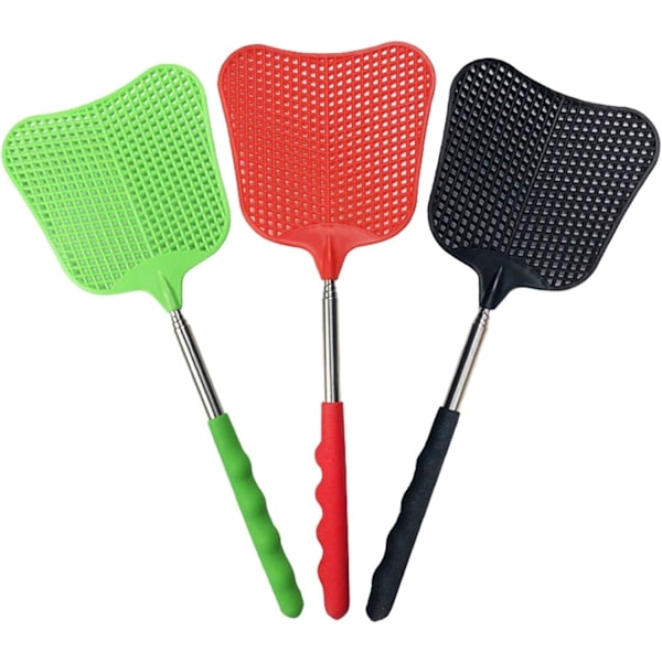 Kraftig Teleskopisk Flugsmälla, Halkfritt Handtag Utdragbar Stång För Skadedjursbekämpning Inomhus Och Utomhus, Portabel Design, 3-pack