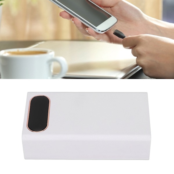10W DIY 18650 Bärbar Powerbank Väska L12 Mobil Batteriladdare 12 Batterier Kapacitet med 2 LED-lampor LCD-display Vit